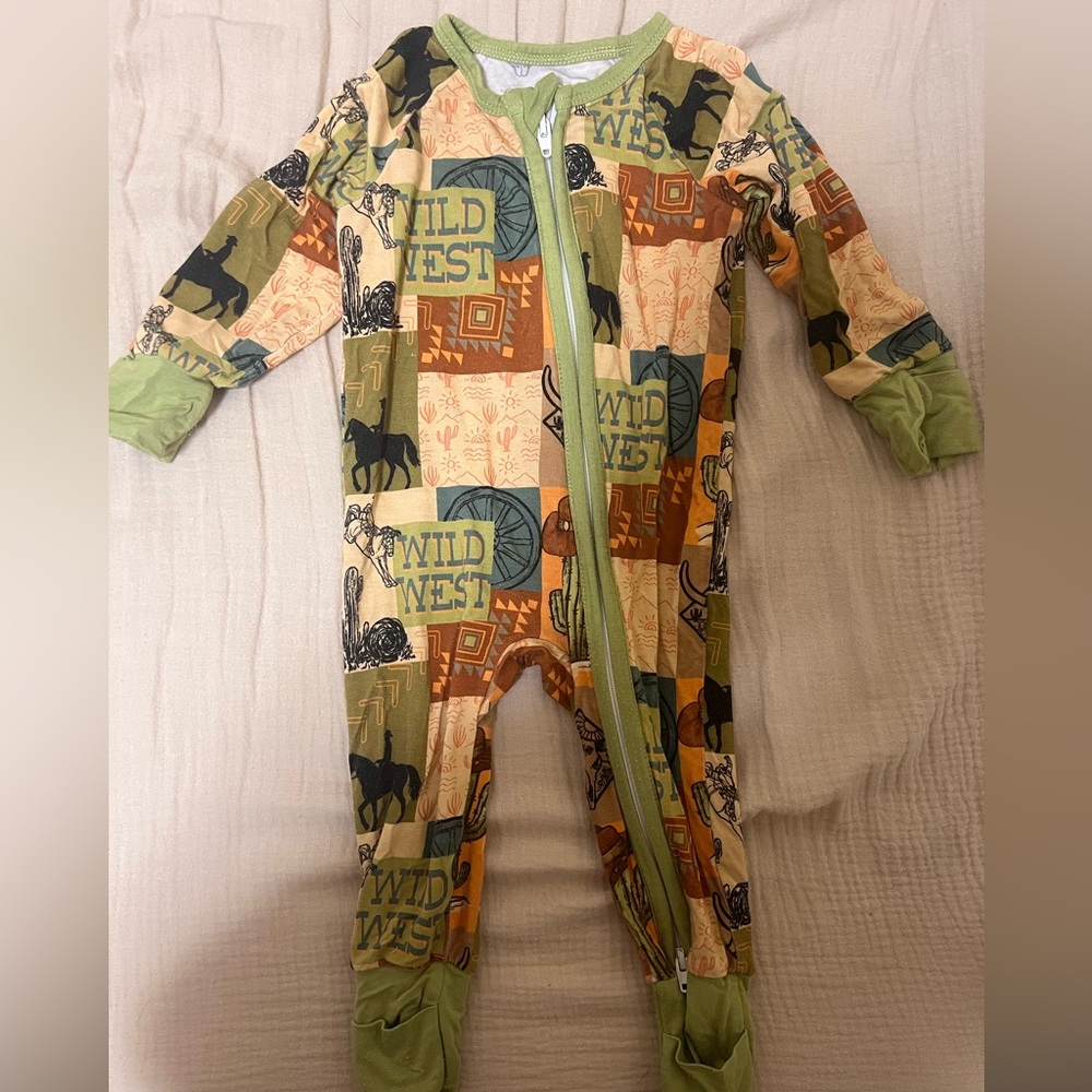 Wild West bamboo Jammie  - Green and Multicolor